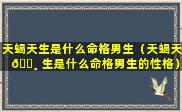 天蝎天生是什么命格男生（天蝎天 🕸 生是什么命格男生的性格）